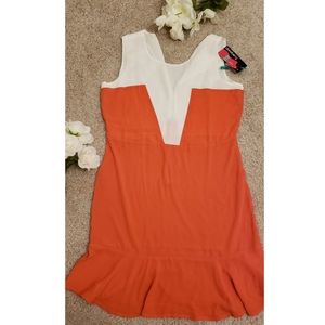 Orange and white low back dress